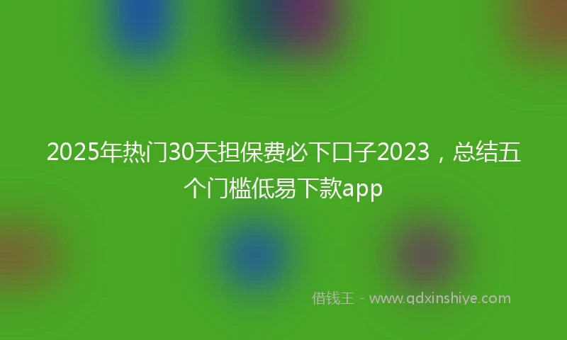 2025年热门30天担保费必下口子2023，总结五个门槛低易下款app