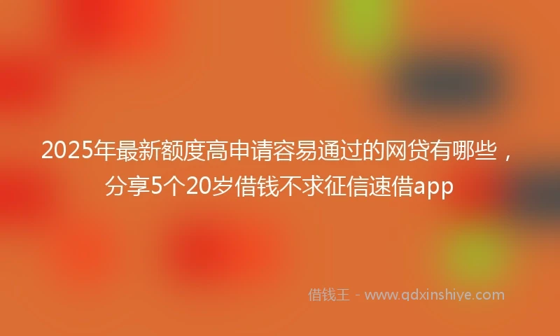 2025年最新额度高申请容易通过的网贷有哪些，分享5个20岁借钱不求征信速借app