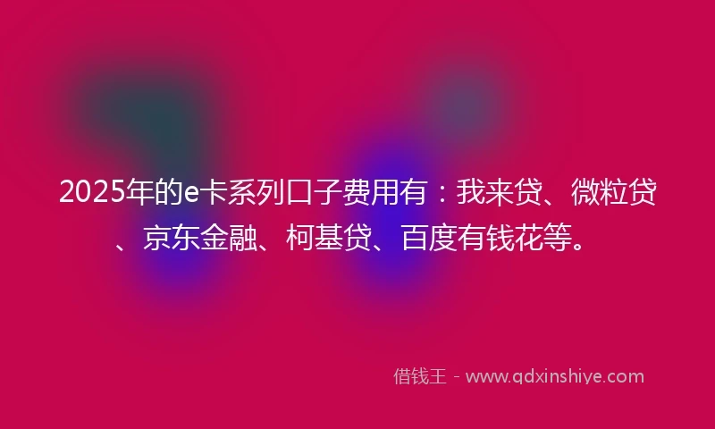 2025年的e卡系列口子费用有：我来贷、微粒贷、京东金融、柯基贷、百度有钱花等。