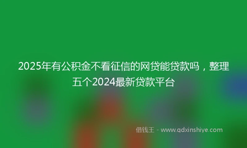 2025年有公积金不看征信的网贷能贷款吗，整理五个2024最新贷款平台