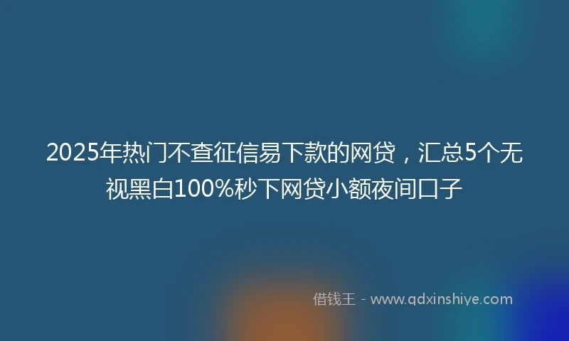 2025年热门不查征信易下款的网贷，汇总5个无视黑白100%秒下网贷小额夜间口子