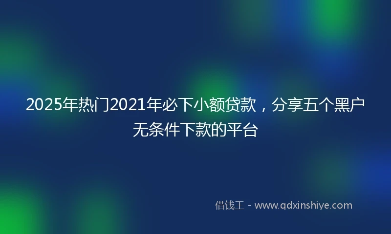 2025年热门2021年必下小额贷款，分享五个黑户无条件下款的平台