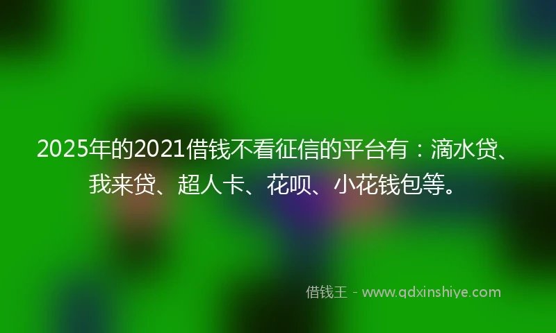 2025年的2021借钱不看征信的平台有：滴水贷、我来贷、超人卡、花呗、小花钱包等。
