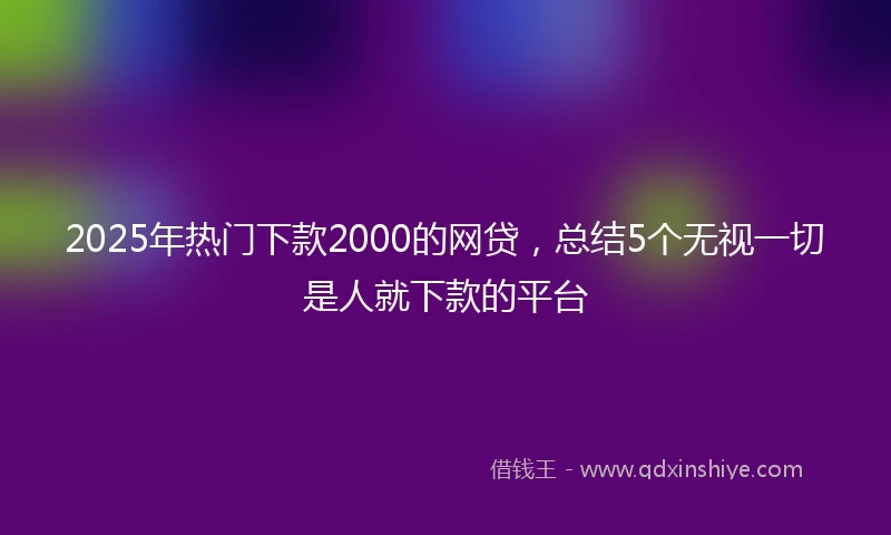 2025年热门下款2000的网贷，总结5个无视一切是人就下款的平台