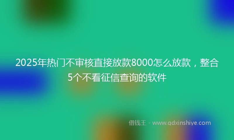 2025年热门不审核直接放款8000怎么放款，整合5个不看征信查询的软件