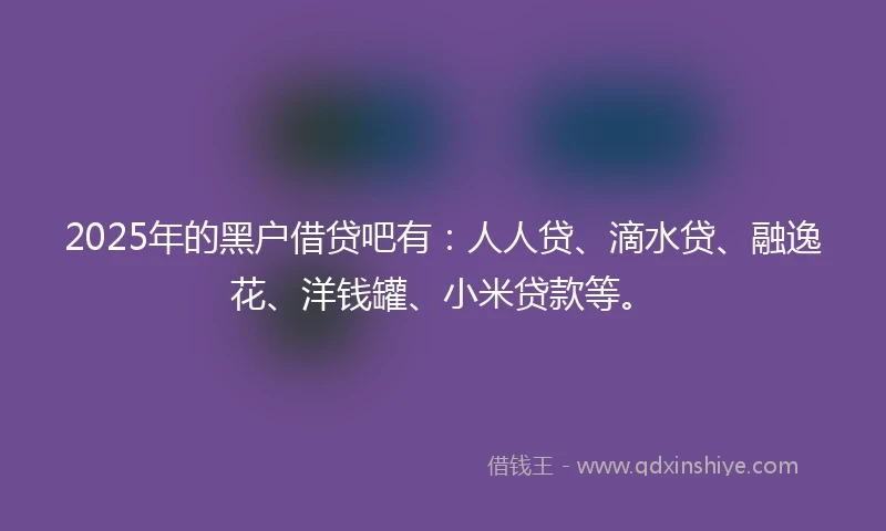 2025年的黑户借贷吧有：人人贷、滴水贷、融逸花、洋钱罐、小米贷款等。