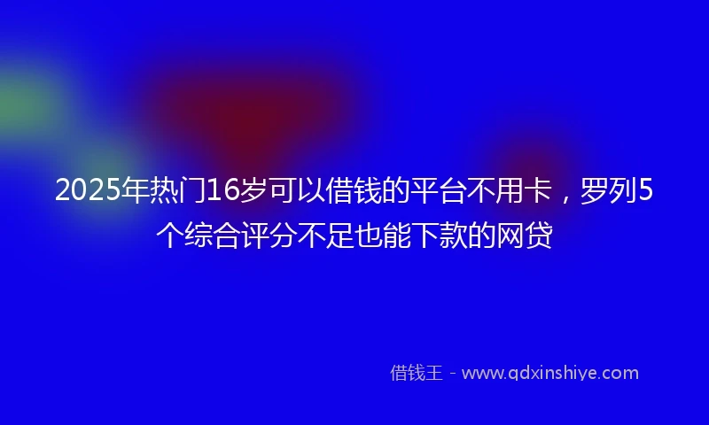 2025年热门16岁可以借钱的平台不用卡，罗列5个综合评分不足也能下款的网贷