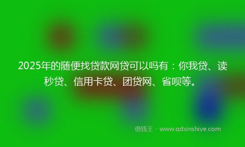 2025年的随便找贷款网贷可以吗有：你我贷、读秒贷、信用卡贷、团贷网、省呗等。