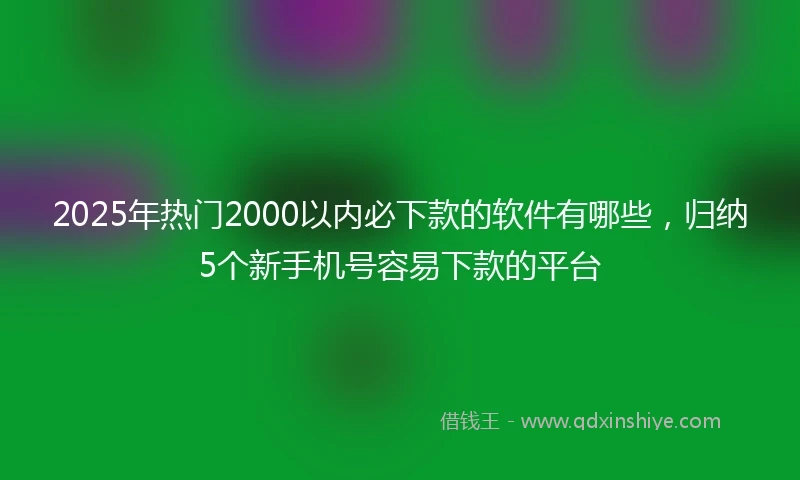 2025年热门2000以内必下款的软件有哪些，归纳5个新手机号容易下款的平台
