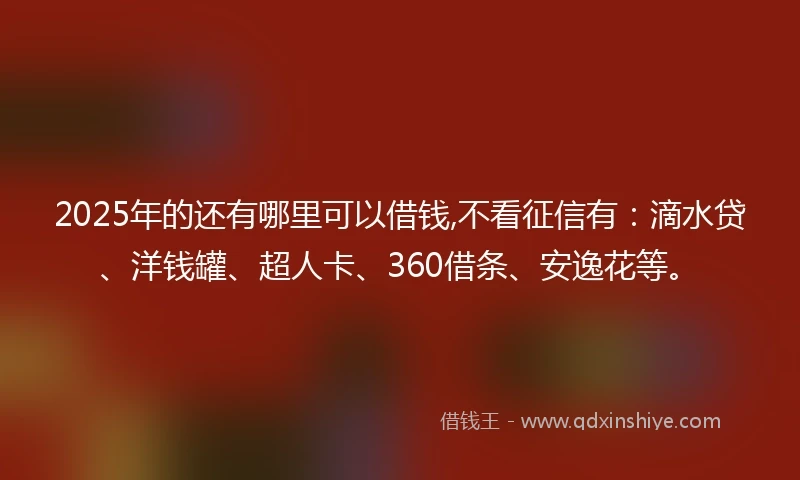 2025年的还有哪里可以借钱,不看征信有：滴水贷、洋钱罐、超人卡、360借条、安逸花等。