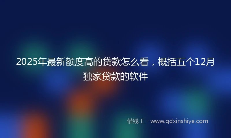 2025年最新额度高的贷款怎么看，概括五个12月独家贷款的软件