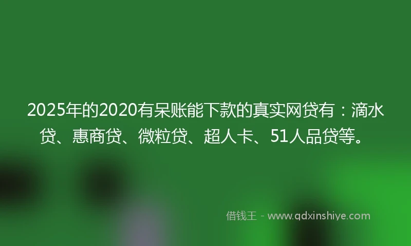 2025年的2020有呆账能下款的真实网贷有：滴水贷、惠商贷、微粒贷、超人卡、51人品贷等。