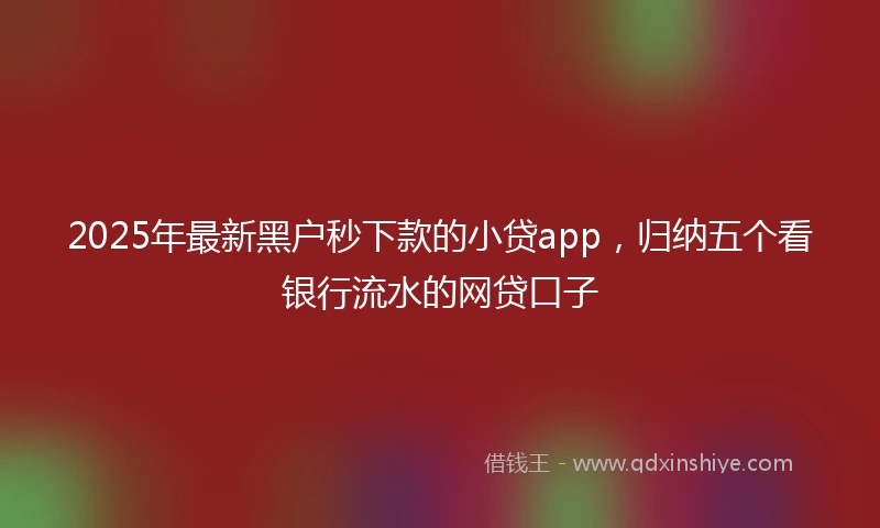 2025年最新黑户秒下款的小贷app，归纳五个看银行流水的网贷口子