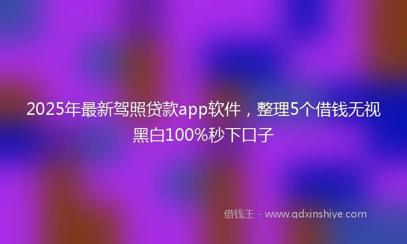 2025年最新驾照贷款app软件，整理5个借钱无视黑白100%秒下口子
