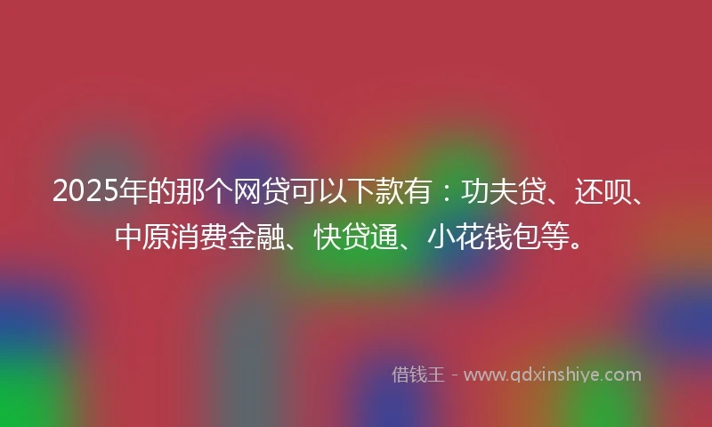2025年的那个网贷可以下款有：功夫贷、还呗、中原消费金融、快贷通、小花钱包等。