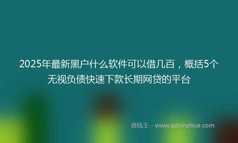 2025年最新黑户什么软件可以借几百，概括5个无视负债快速下款长期网贷的平台
