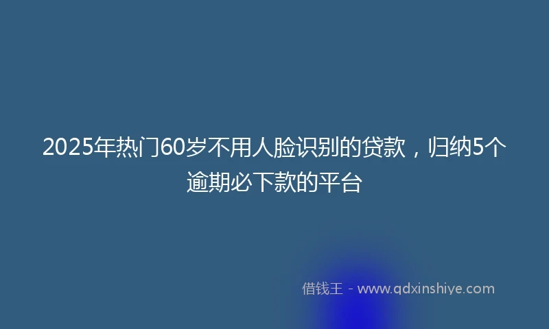 2025年热门60岁不用人脸识别的贷款，归纳5个逾期必下款的平台