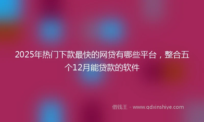 2025年热门下款最快的网贷有哪些平台，整合五个12月能贷款的软件