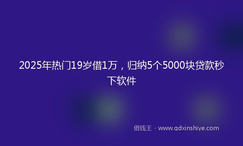 2025年热门19岁借1万，归纳5个5000块贷款秒下软件