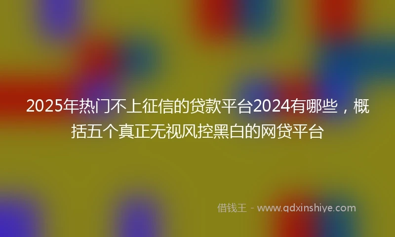 2025年热门不上征信的贷款平台2024有哪些，概括五个真正无视风控黑白的网贷平台