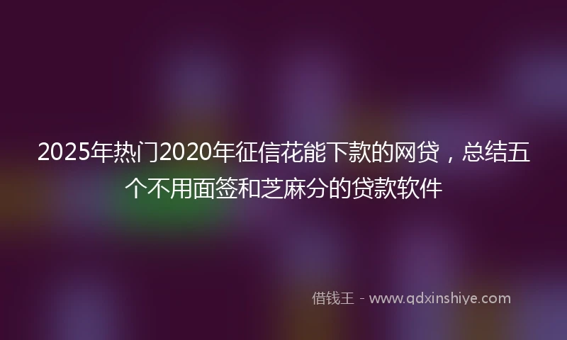 2025年热门2020年征信花能下款的网贷，总结五个不用面签和芝麻分的贷款软件
