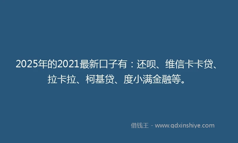 2025年的2021最新口子有：还呗、维信卡卡贷、拉卡拉、柯基贷、度小满金融等。