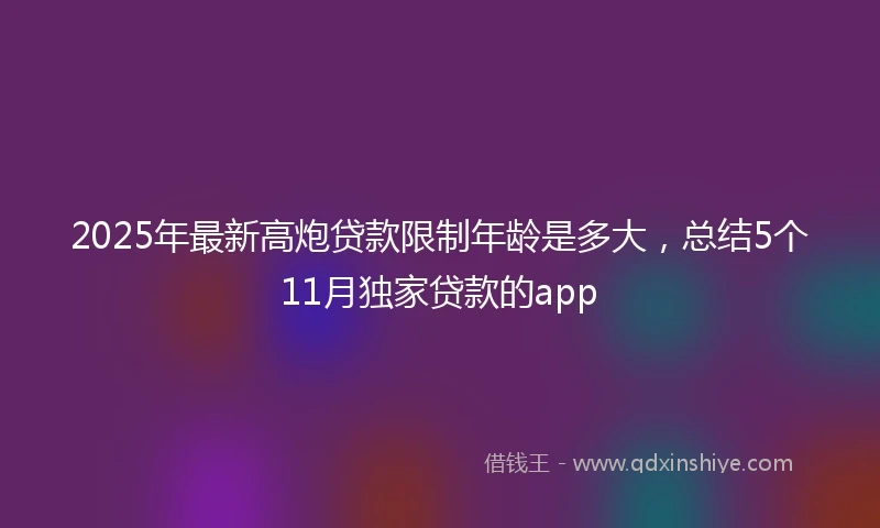 2025年最新高炮贷款限制年龄是多大，总结5个11月独家贷款的app