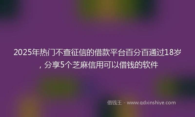 2025年热门不查征信的借款平台百分百通过18岁，分享5个芝麻信用可以借钱的软件