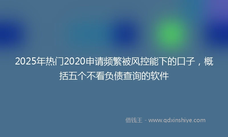 2025年热门2020申请频繁被风控能下的口子，概括五个不看负债查询的软件