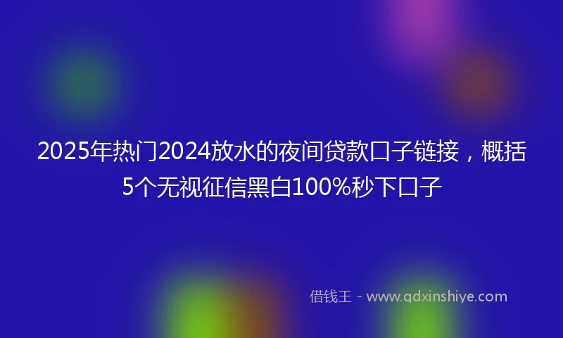 2025年热门2024放水的夜间贷款口子链接，概括5个无视征信黑白100%秒下口子