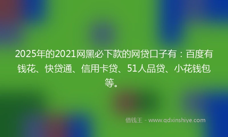 2025年的2021网黑必下款的网贷口子有：百度有钱花、快贷通、信用卡贷、51人品贷、小花钱包等。