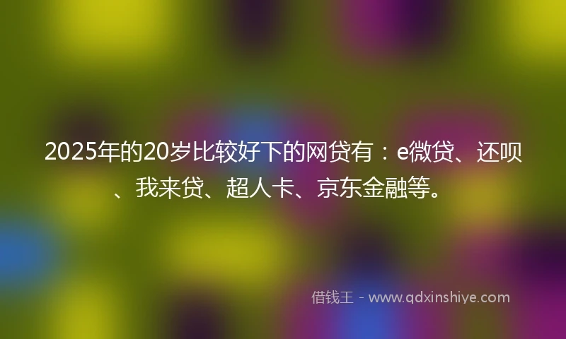 2025年的20岁比较好下的网贷有：e微贷、还呗、我来贷、超人卡、京东金融等。