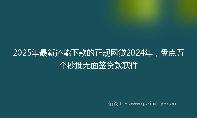 2025年最新还能下款的正规网贷2024年，盘点五个秒批无面签贷款软件