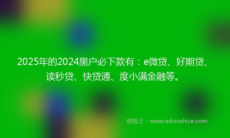2025年的2024黑户必下款有：e微贷、好期贷、读秒贷、快贷通、度小满金融等。