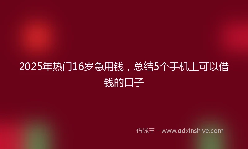 2025年热门16岁急用钱，总结5个手机上可以借钱的口子