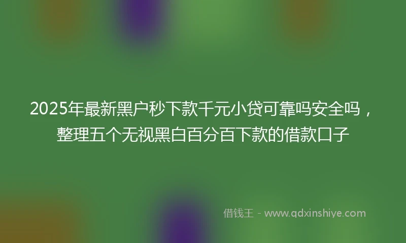2025年最新黑户秒下款千元小贷可靠吗安全吗，整理五个无视黑白百分百下款的借款口子