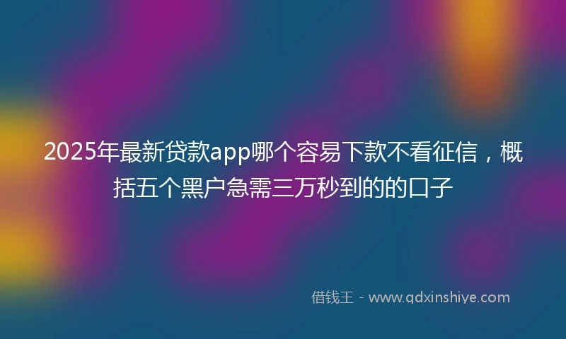 2025年最新贷款app哪个容易下款不看征信，概括五个黑户急需三万秒到的的口子
