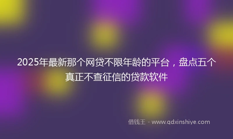 2025年最新那个网贷不限年龄的平台，盘点五个真正不查征信的贷款软件