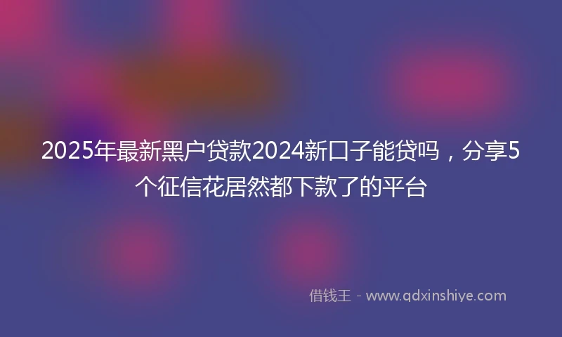 2025年最新黑户贷款2024新口子能贷吗，分享5个征信花居然都下款了的平台