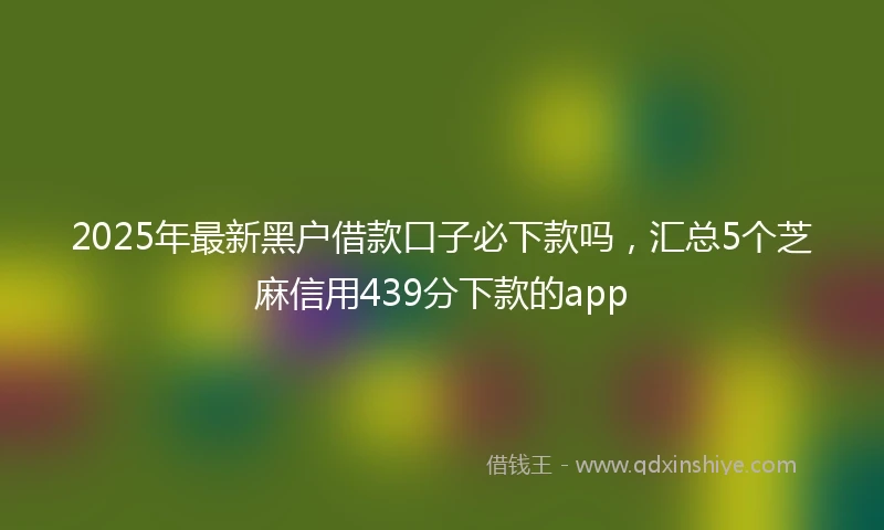 2025年最新黑户借款口子必下款吗，汇总5个芝麻信用439分下款的app