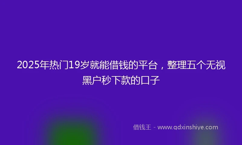 2025年热门19岁就能借钱的平台，整理五个无视黑户秒下款的口子