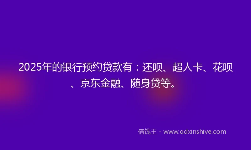 2025年的银行预约贷款有：还呗、超人卡、花呗、京东金融、随身贷等。