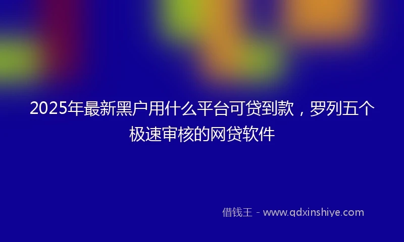 2025年最新黑户用什么平台可贷到款，罗列五个极速审核的网贷软件