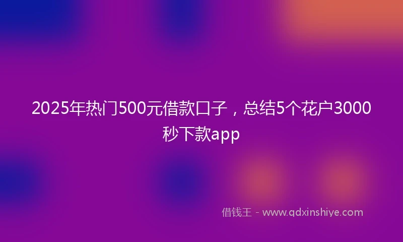 2025年热门500元借款口子，总结5个花户3000秒下款app