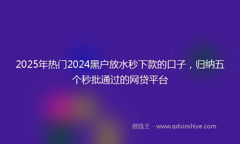 2025年热门2024黑户放水秒下款的口子，归纳五个秒批通过的网贷平台