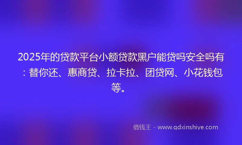 2025年的贷款平台小额贷款黑户能贷吗安全吗有：替你还、惠商贷、拉卡拉、团贷网、小花钱包等。