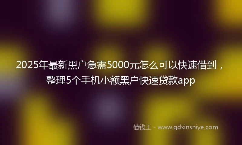 2025年最新黑户急需5000元怎么可以快速借到，整理5个手机小额黑户快速贷款app
