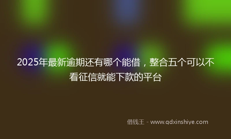 2025年最新逾期还有哪个能借，整合五个可以不看征信就能下款的平台