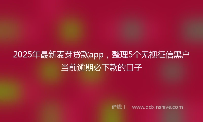 2025年最新麦芽贷款app，整理5个无视征信黑户当前逾期必下款的口子