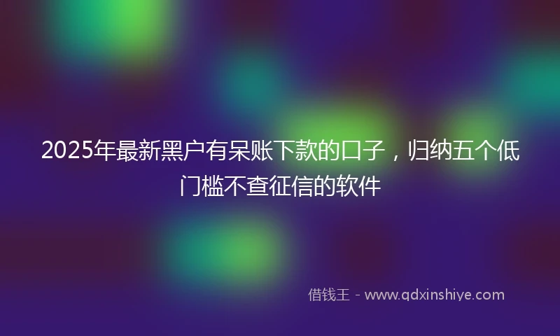 2025年最新黑户有呆账下款的口子，归纳五个低门槛不查征信的软件